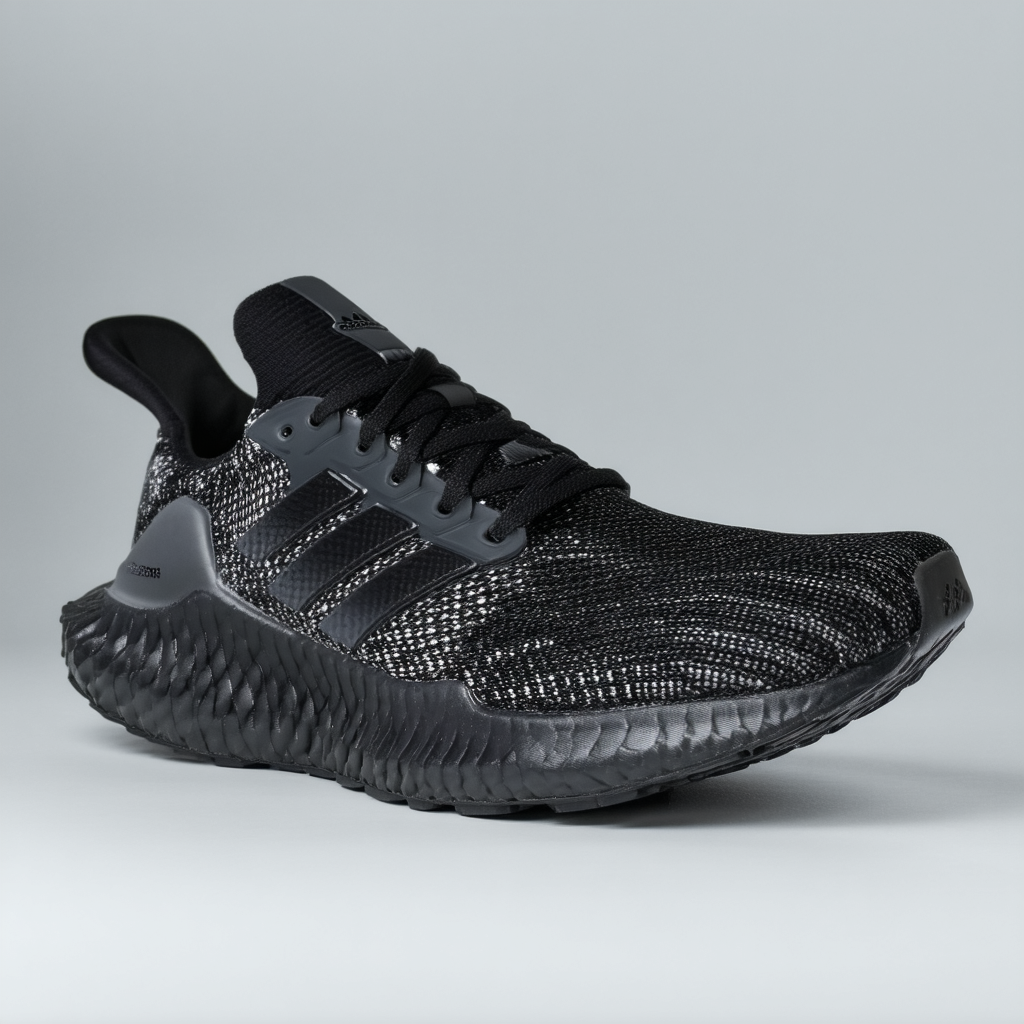 adidas Women's Alphabounce 1 Running Shoe, Black/Metallic Silver/Sharp Grey Fabric, 9 M US