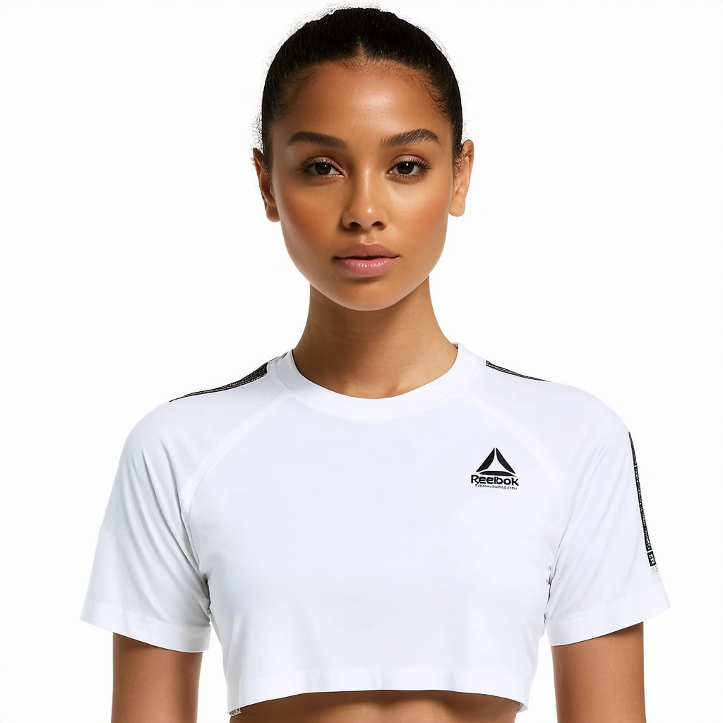 Reebok Women's Training Essentials Linear Logo Short Sleeve Crop Top