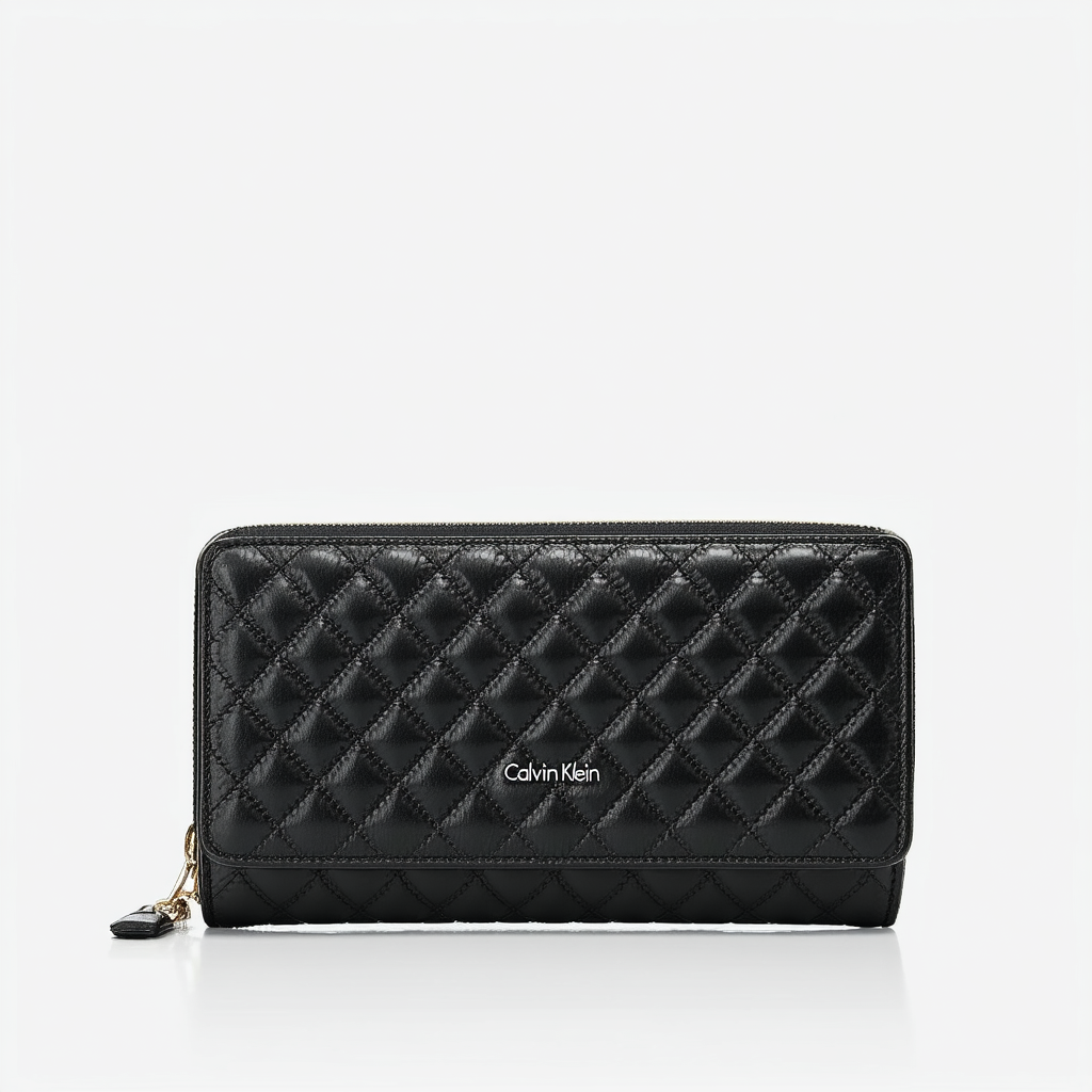 Calvin Klein Quilted Continental Wallet Zip Around Wallet Clutch Bag