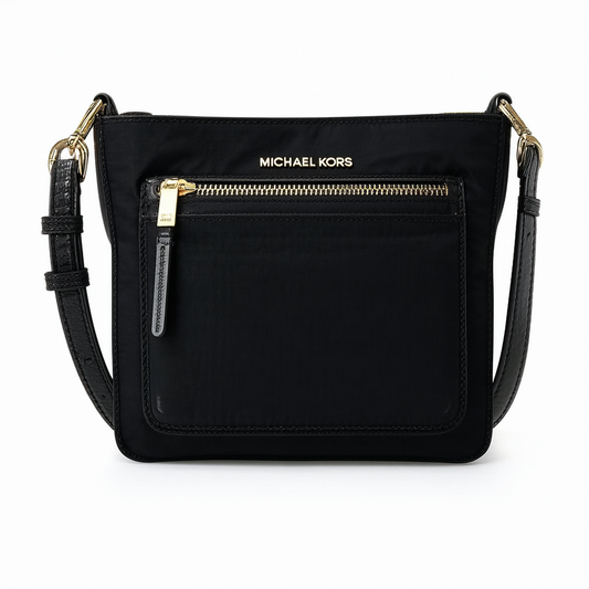 Michael Kors Kempton Black Crossbody Large Pocket Nylon HandBag 32S5GKPC9C NEW