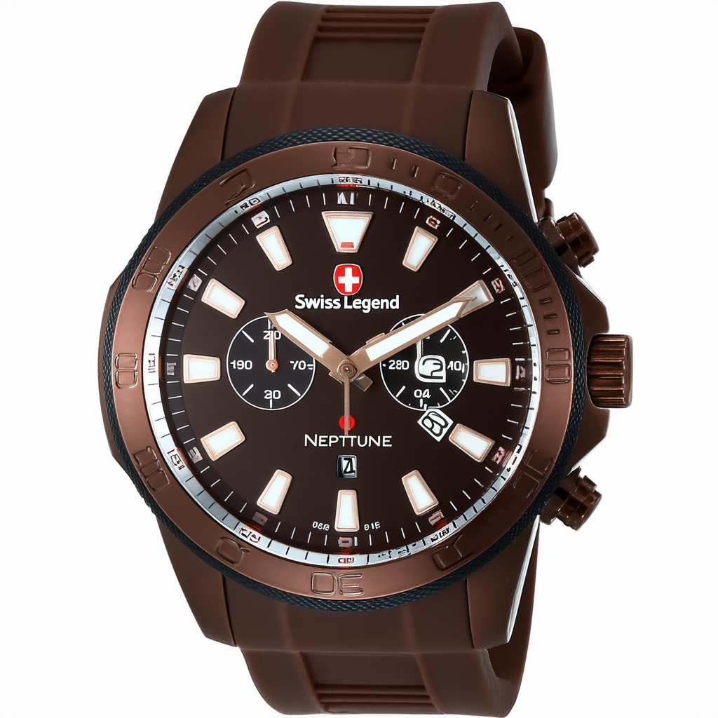 Swiss Legend Men's 21848P-YG-04 Neptune Brown Dial Brown Silicone Watch