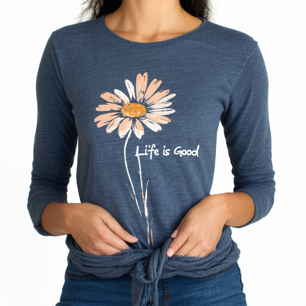 Life is Good Women's Crusher Vee Long Sleeve Hall Fulldaisy E Clyred T-Shirt,