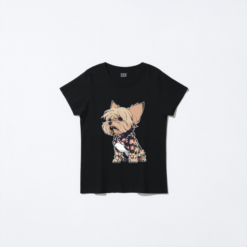 Cowboy Bebop Anime Dog EIN Womens Short Sleeve Black Shirt