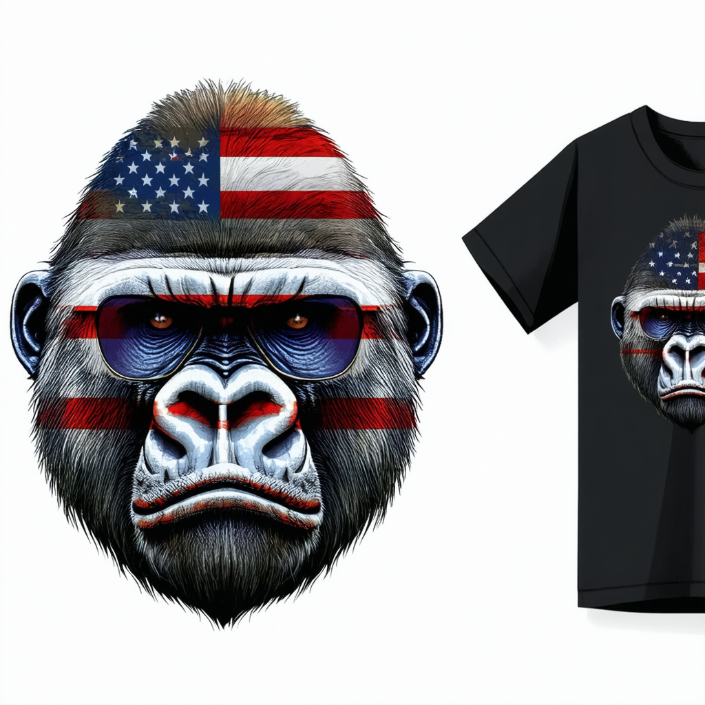 The Mountain Kids Big Face Low Gorilla USA T-Shirt