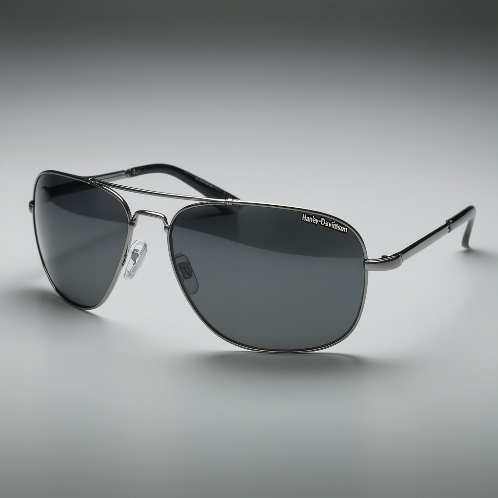 Harley-Davidson Mens Metal Navigator Sunglasses, Satin Silver Frame & Smoke Lens