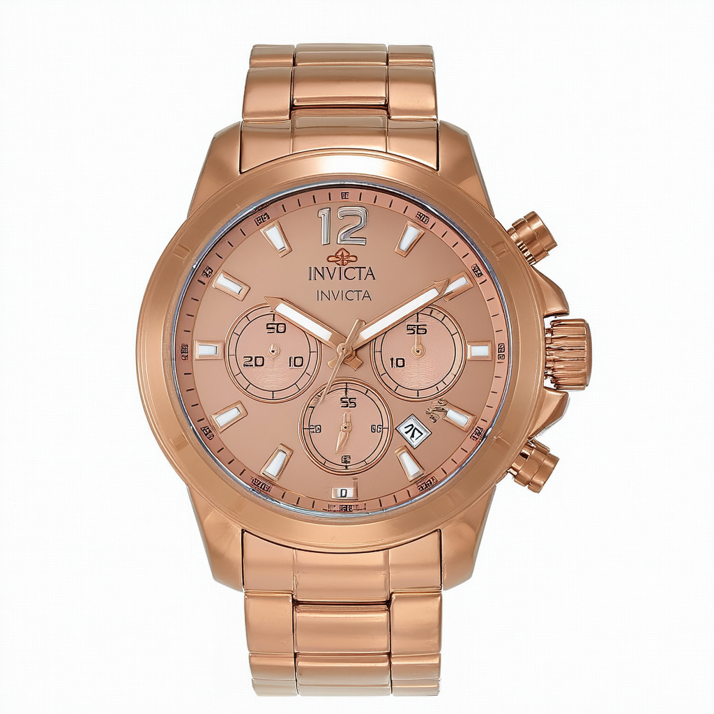 Invicta Men's 1267 Specialty Chronograph Rose Tone Dial 18k Rose Gold Ion-Plated Watch