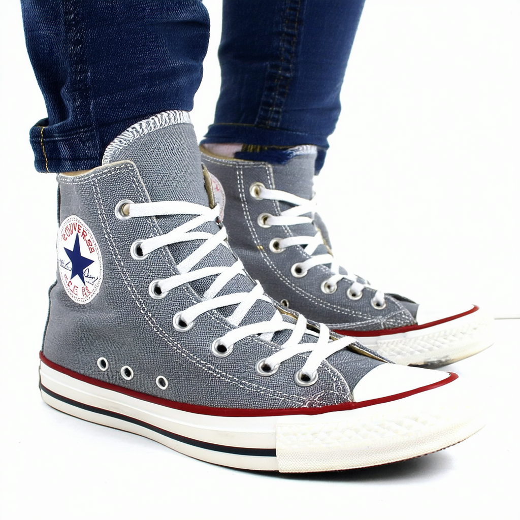 Converse Chuck Taylor All Star CT Details Hi Shoe Size 8 Mens/10Womens (Grey/Red-Navy Stripe)