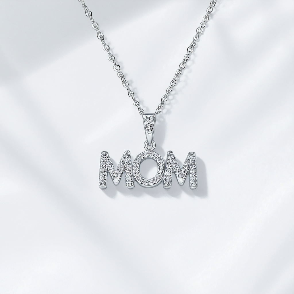 Amazon Collection Sterling Silver Diamond Accent MOM Pendant Necklace, 18"