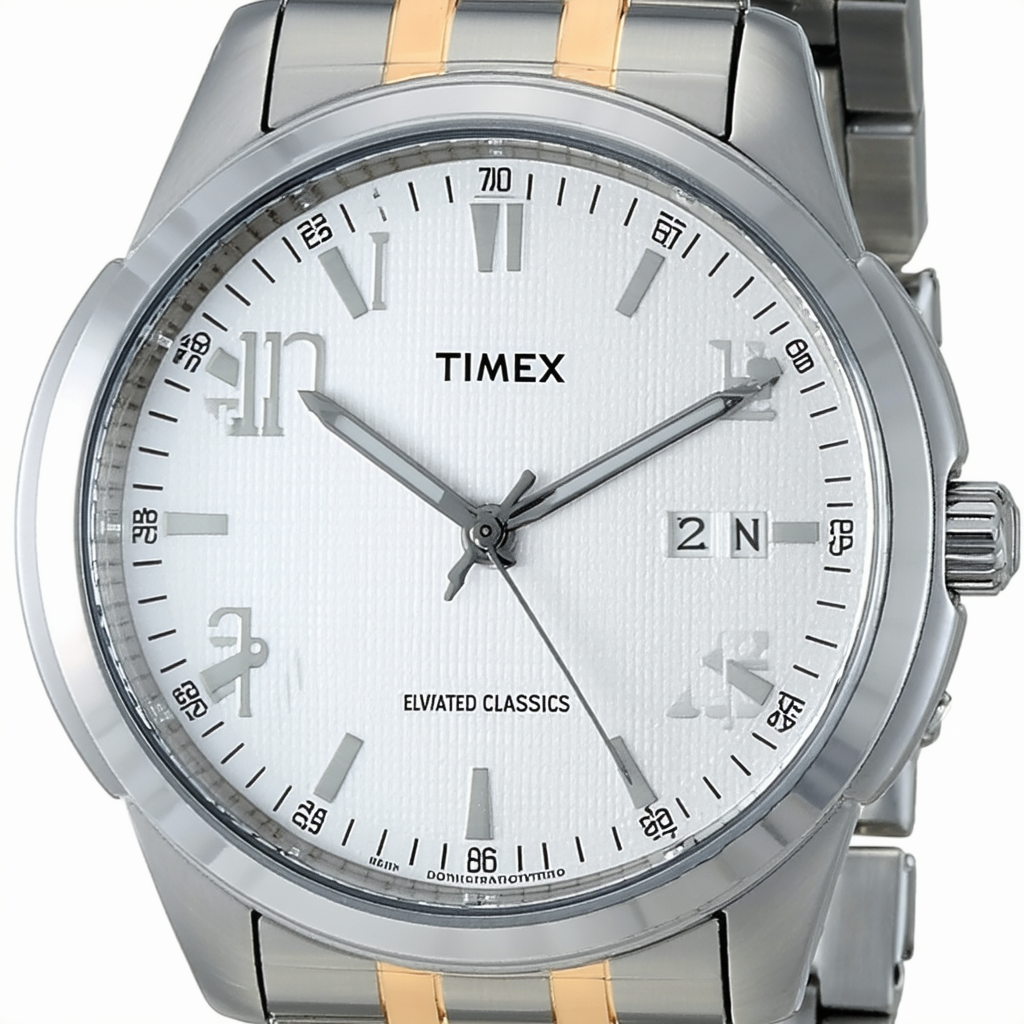 Timex Men's T2N800 Elevated Classics Dress White Dial Two-Tone Bracelet Watch
