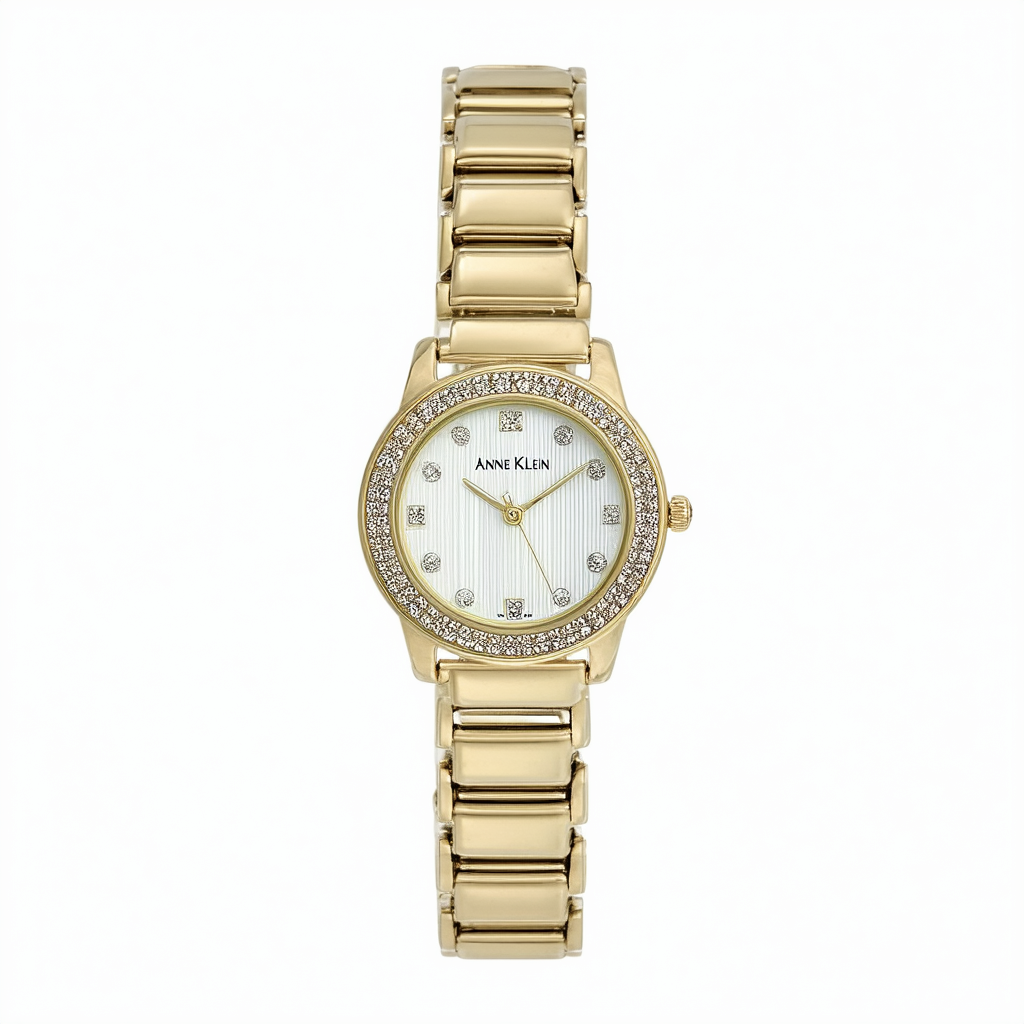 Anne Klein Women's 108030CHGB Diamond Accented Gold-Tone Watch
