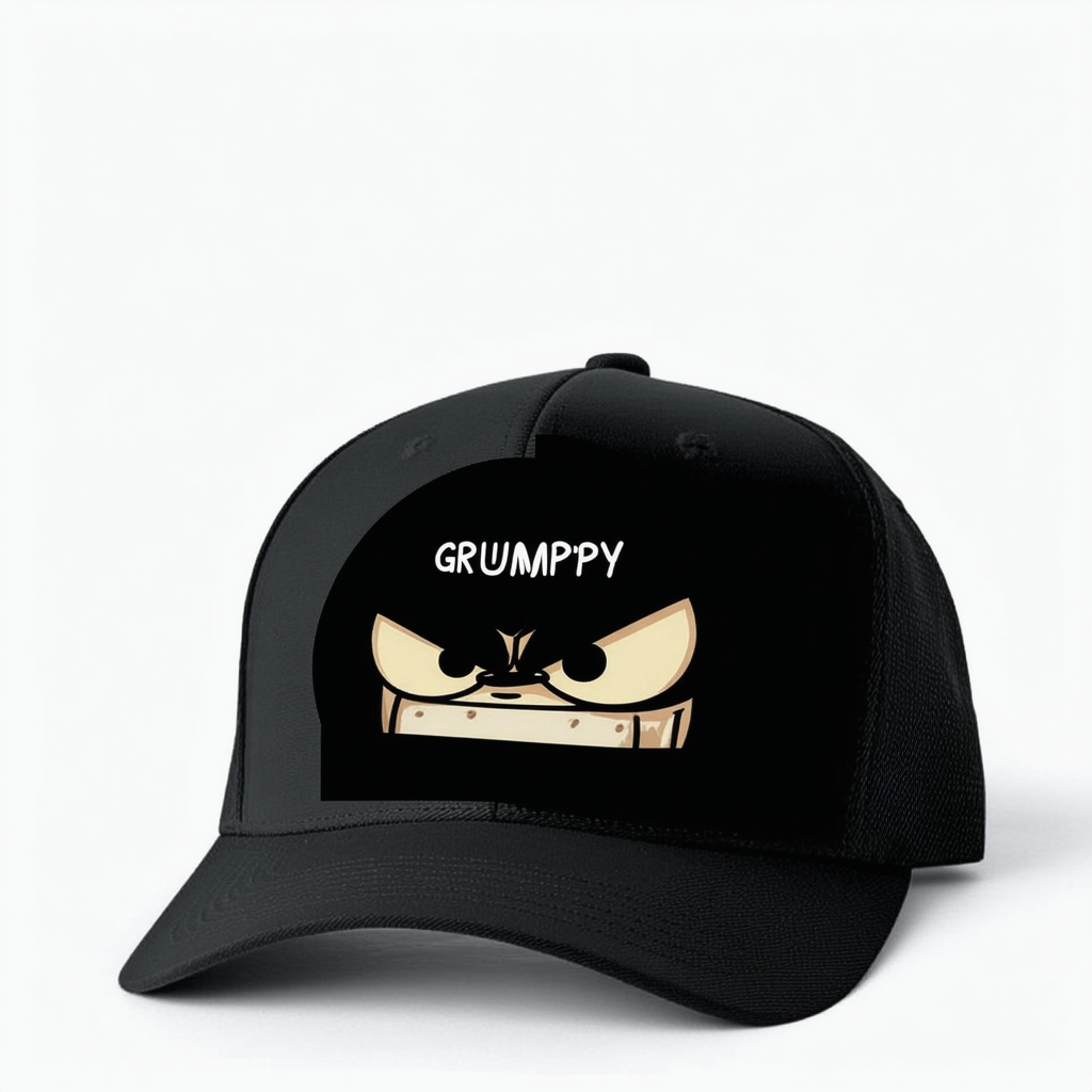 CafePress Grumpy Black Cap Baseball Hat, Novelty Black Cap