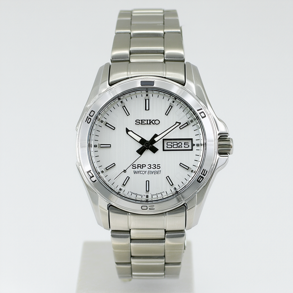 Seiko 5 Silver Dial Stainless Steel Mens Watch SRP335