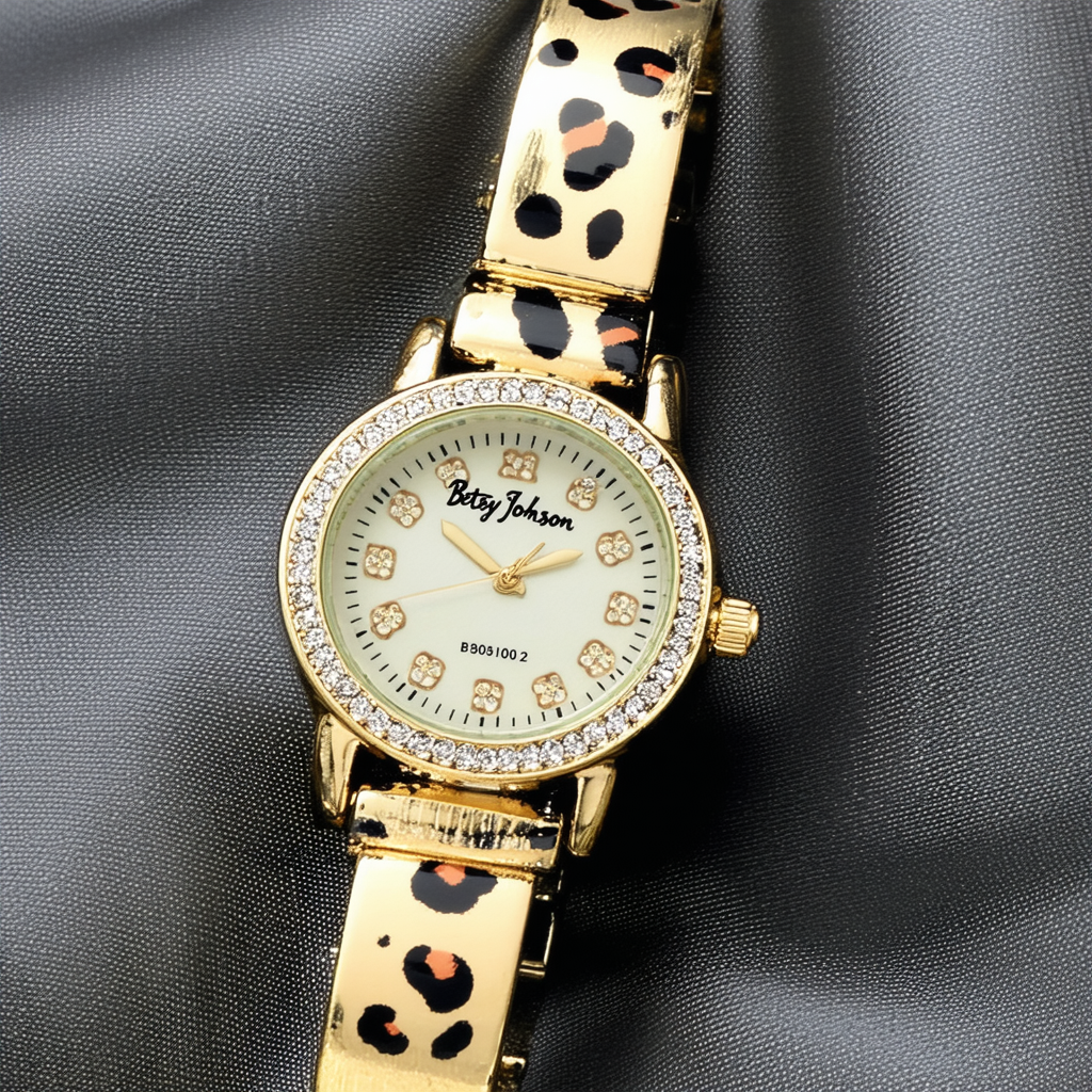 Betsey Johnson Women's BJ00105-02 Analog Leopard Printed Bracelet Watch