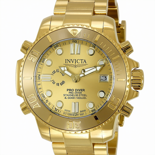25709 - INVICTA Pro Diver Men 48mm Stainless Steel Gold Gold dial VD53 Quartz