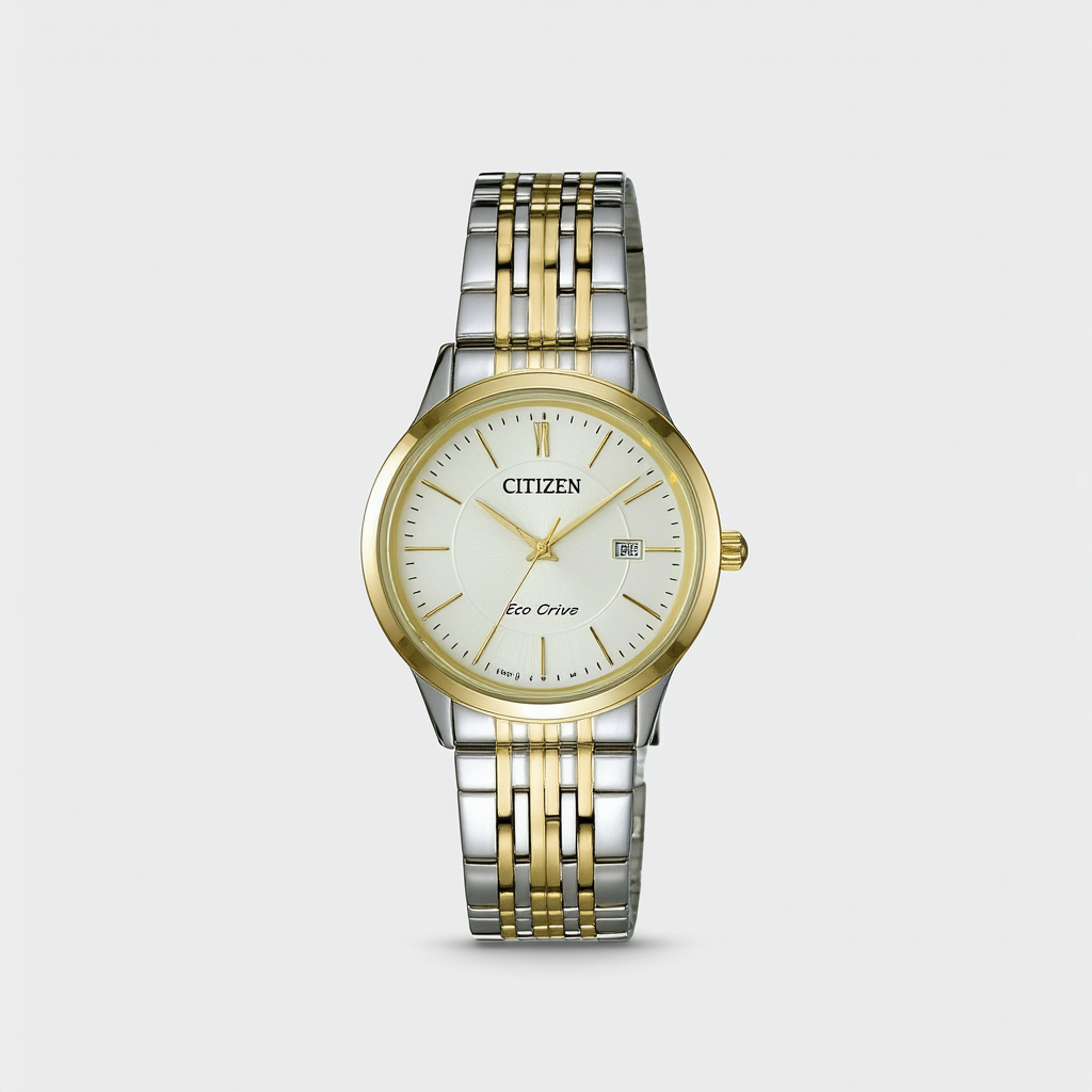 Citizen Eco-Drive Casual Quartz Womens Watch, Stainless Steel, Gold-Tone (Model: EM0682-58P)