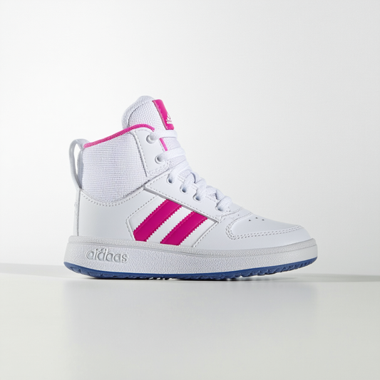 adidas Kids' Hoops Mid 2.0, White/Real Magenta/Trace Blue, 4.5 Big Kid