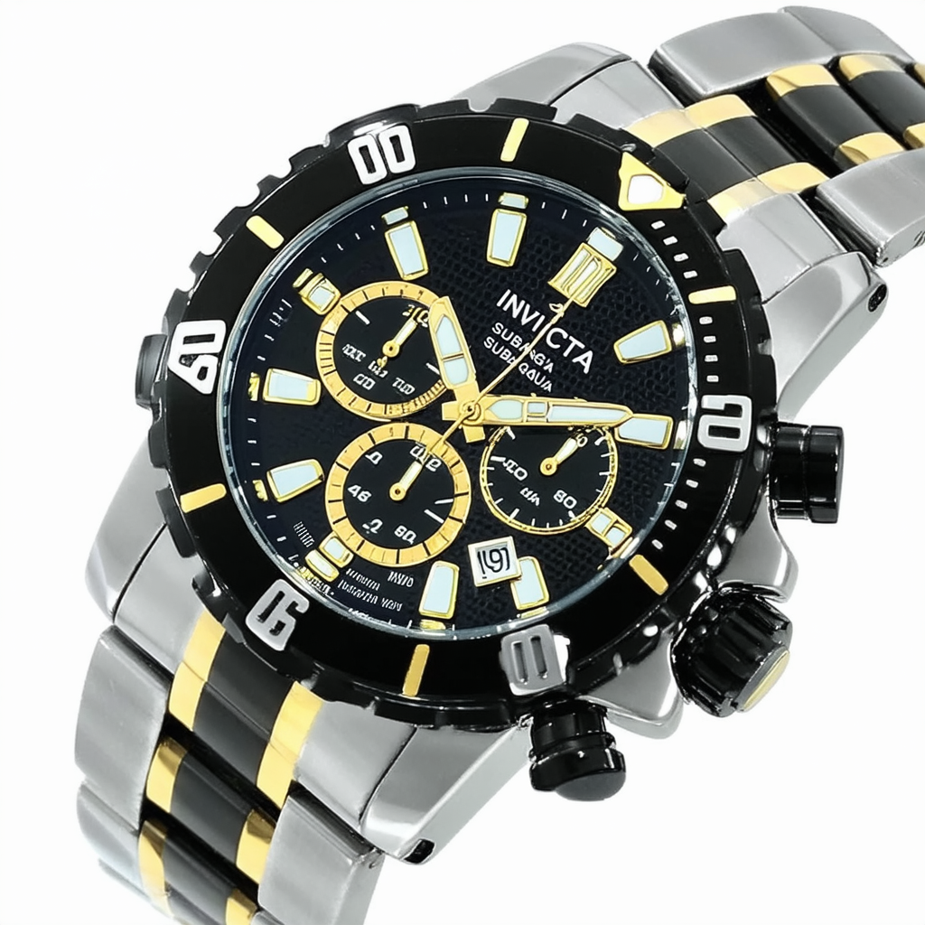 Invicta Men's 11586 Subaqua Chronograph Black Perforated Dial Two Tone Stainless Steel Watch