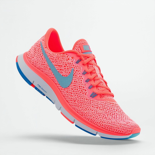 Nike Womens Free Rn Distance 2 Hot Punch/White/Polarized Blue Running Shoe 9.5 Women US
