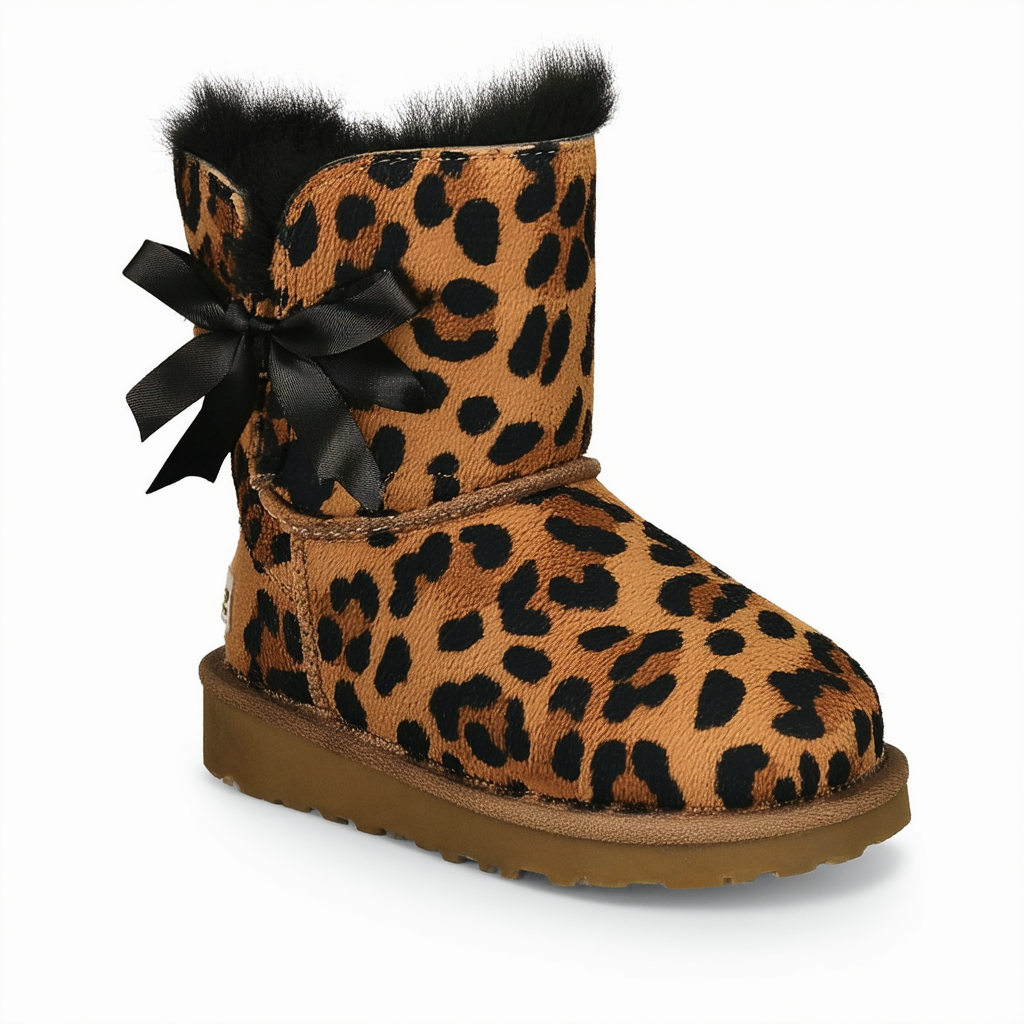 UGG Unisex-Child Kids Bailey Bow Leopard