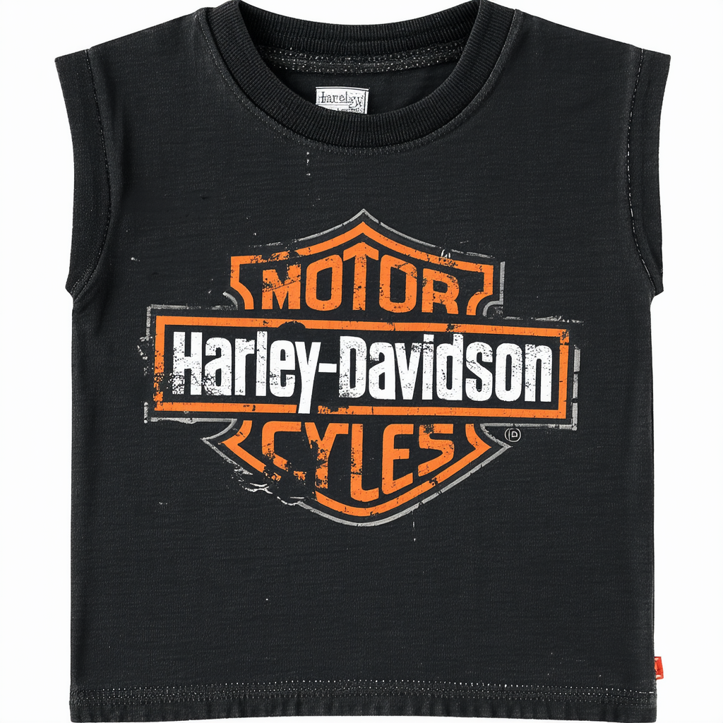 Harley-Davidson Little Boys' Interlock Distressed Short Sleeve Tee, Black