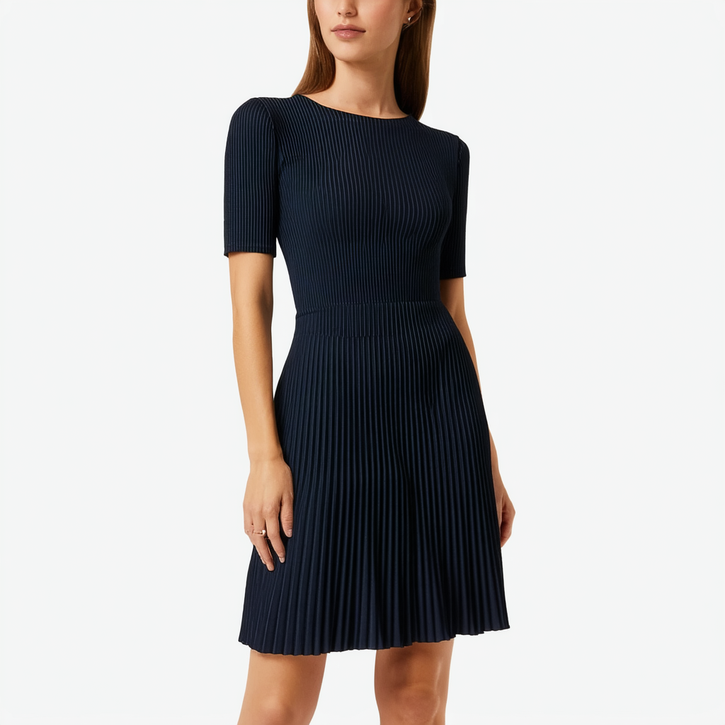 Tommy Hilfiger Women's Pleated Short Sleeve Scuba Dress