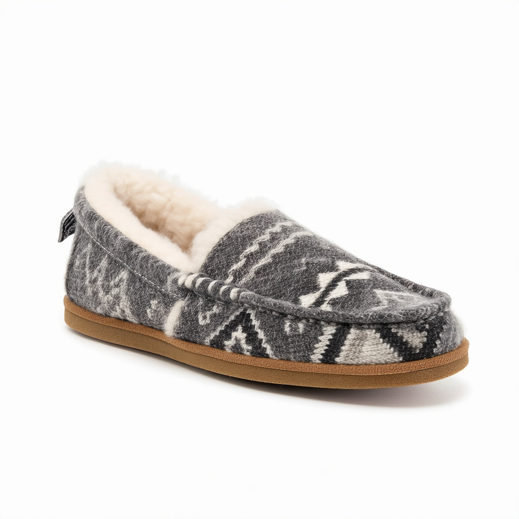 TOMS Women's Seasonal Classics Grey Tribal Wool/Shearling Loafer 10 B (M)