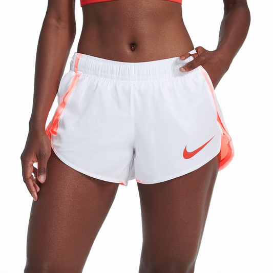 Nike Women's Dry Tempo Running Short (White/Sunblush/V/Ltfusred, Medium)