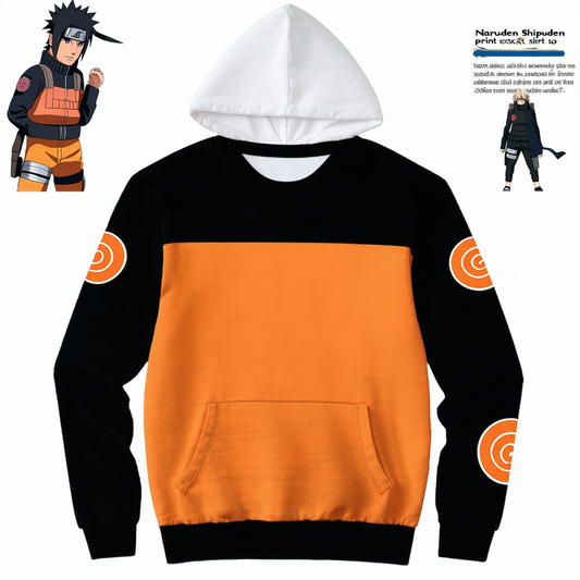 Naruto Shippuden Naruto and Sasuke Sleeve Print Shirt
