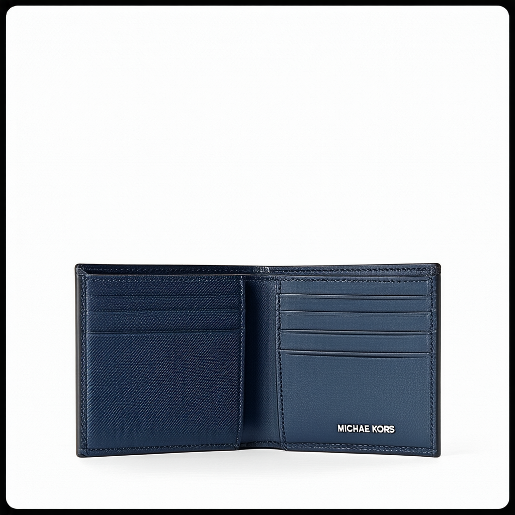 Michael Kors Mens Billfold with Passcase Wallet with Gift Box (Indigo)