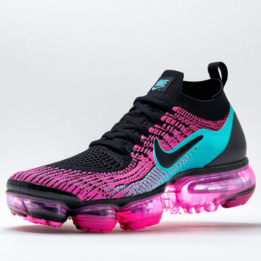 Nike Womens Air Vapormax Flyknit 3 Black/Pink Blast/Hyper Turquoi Aj6910 006 - Size 7.5W