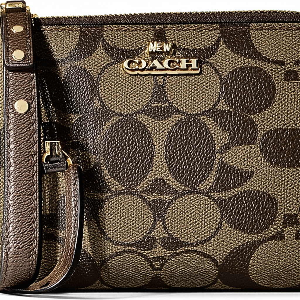 New Coach 52462b Signature L-zip Wristlet Wallet in Brown