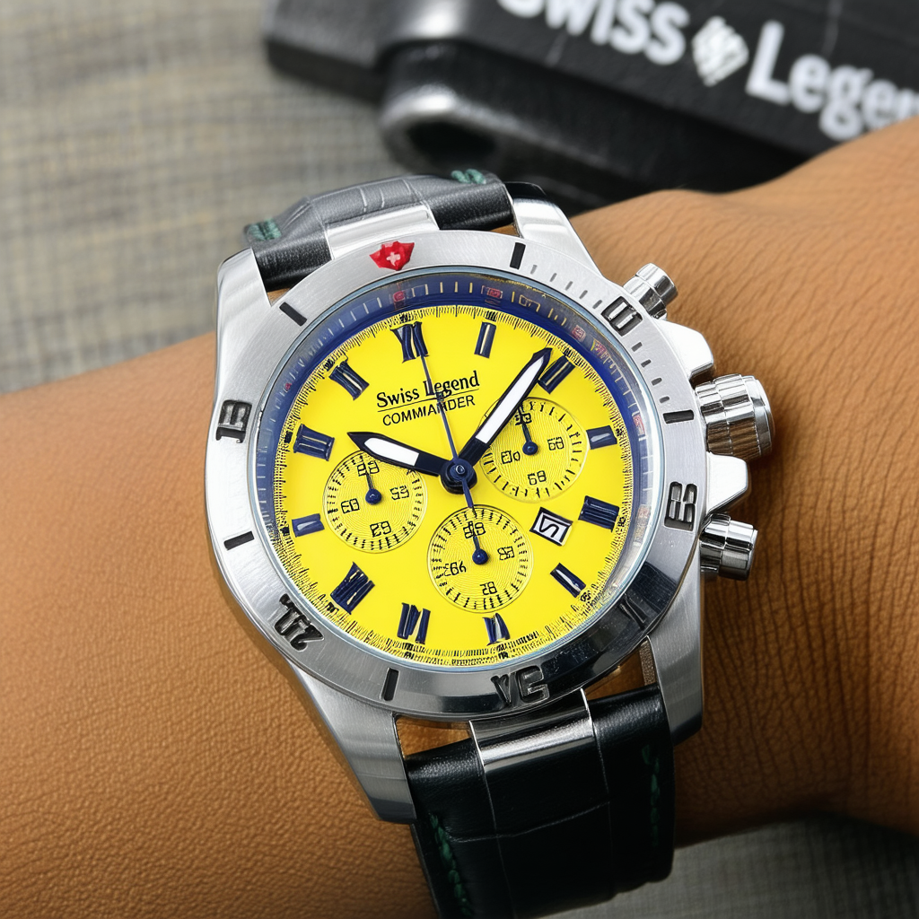 Swiss Legend Men's 20066-07B Commander Chronograph Yellow Textured Dial Watch