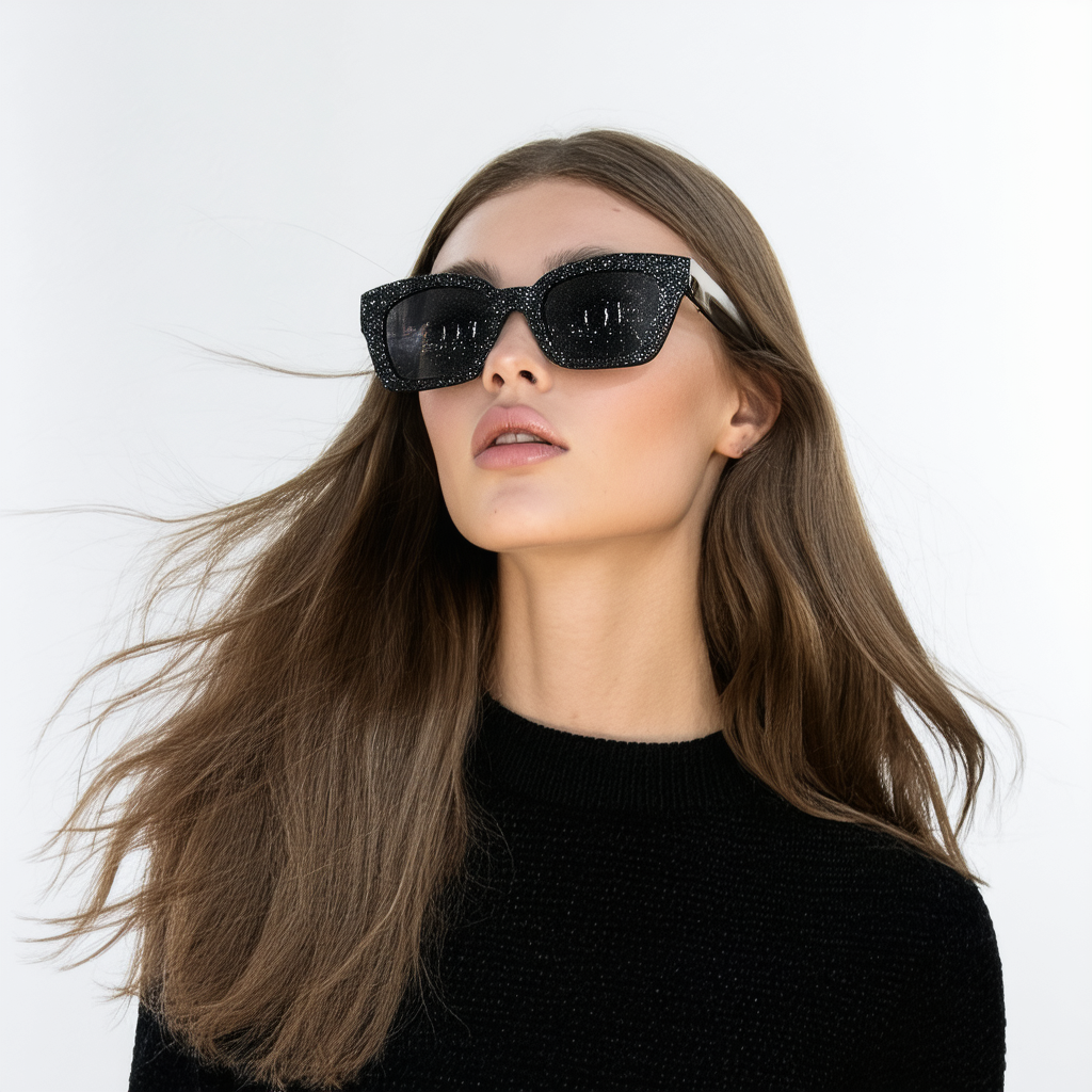 Michael Kors MK6027-309911 Sunglasses TABITHA III BLACK/BLACK GLITTER w/GREY GRADIENT 55mm