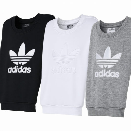 adidas Originals Men's Originals 3D Trefoil II 3-Pack Crew, White/Black/Heather Grey, Large