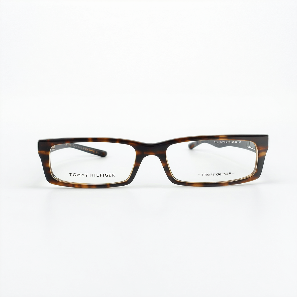 Tommy Hilfiger Plastic Rectangular Eyeglasses 50 0086 Dark Havana