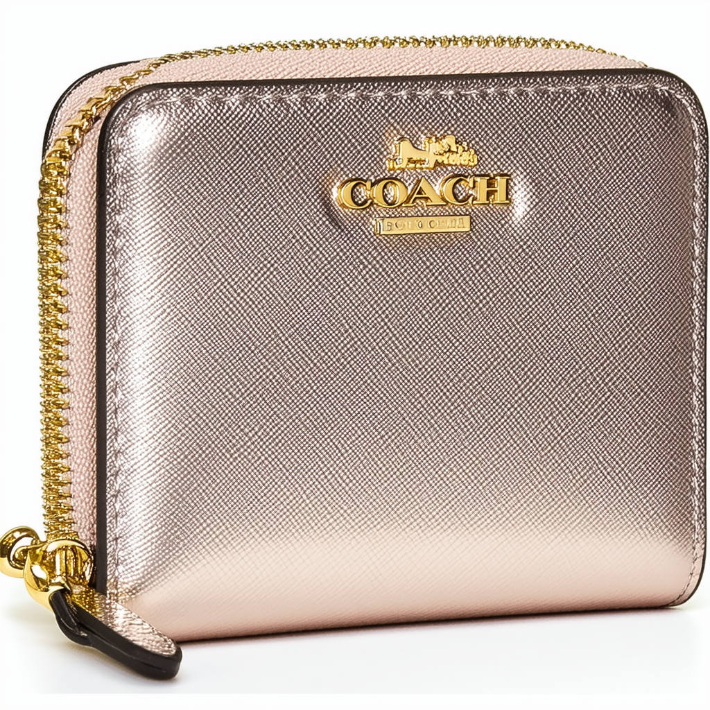 Coach Women`s Small Metallic Leather Zip Around Wallet