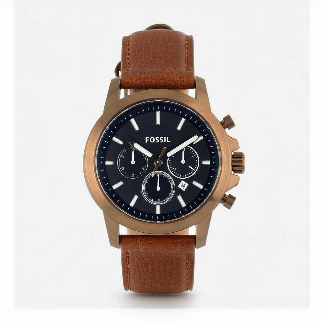 Fossil Men's ME1144 Grant Twist Multifunction Leather Watch - Brown