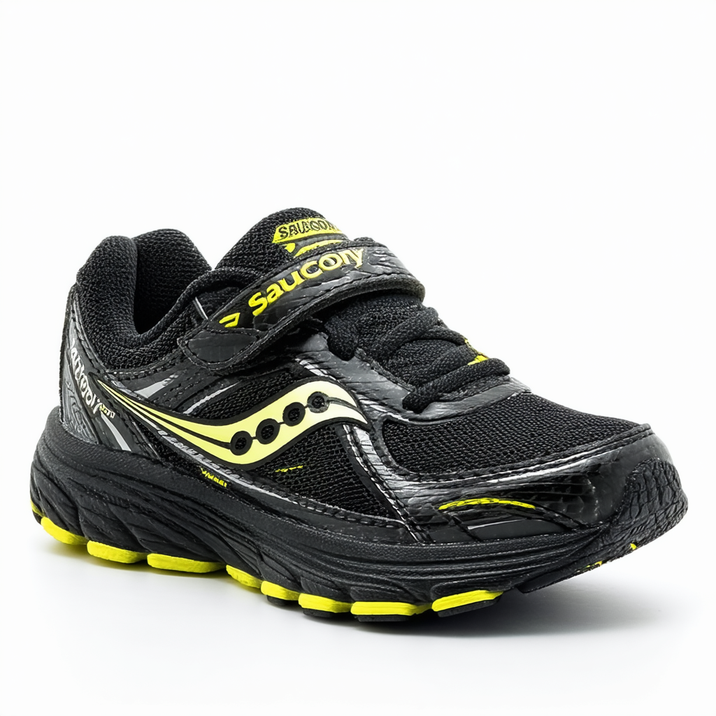 Saucony Boy's Kotaro 4 Running Shoe, Black/Yellow, 13.5 Medium US Little Kid
