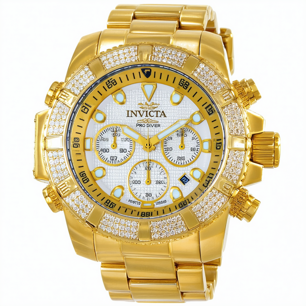 Invicta Men's 15286 "Pro Diver" 18k Yellow Gold Ion-Plated Stainless Steel and Diamond Accent Watch
