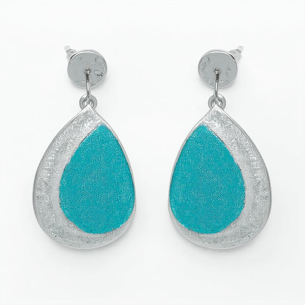 Nine West "Fruit Punch" Silver-Tone Teal Colored Teardrop Earrings