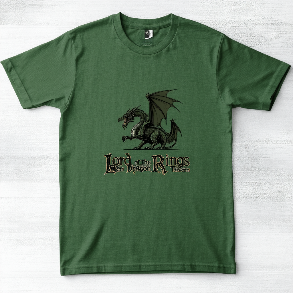 Lord of The Rings Men's Green Dragon Tavern T-Shirt Military Green