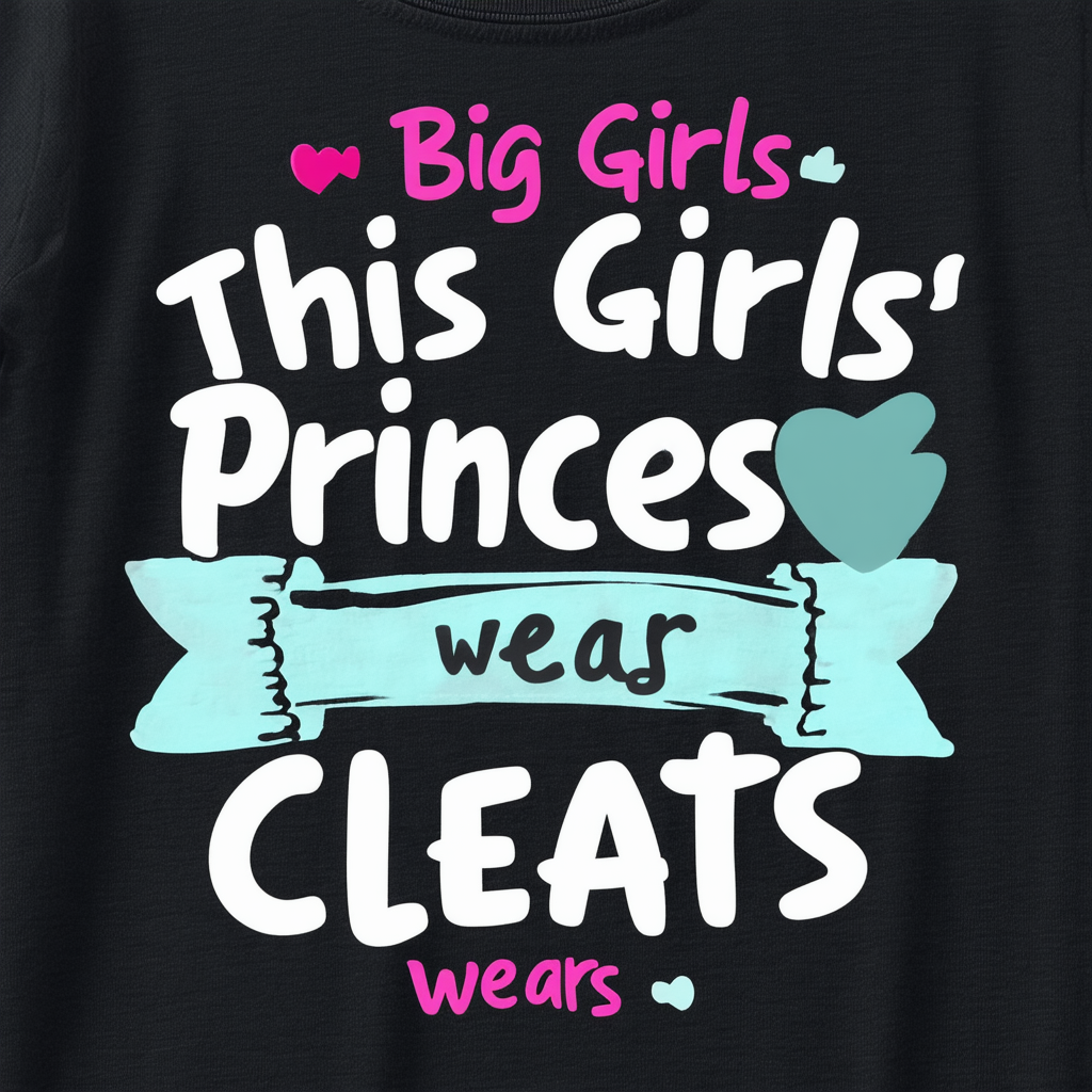 Threadrock Big Girls' This Princess Wears Cleats Youth T-Shirt