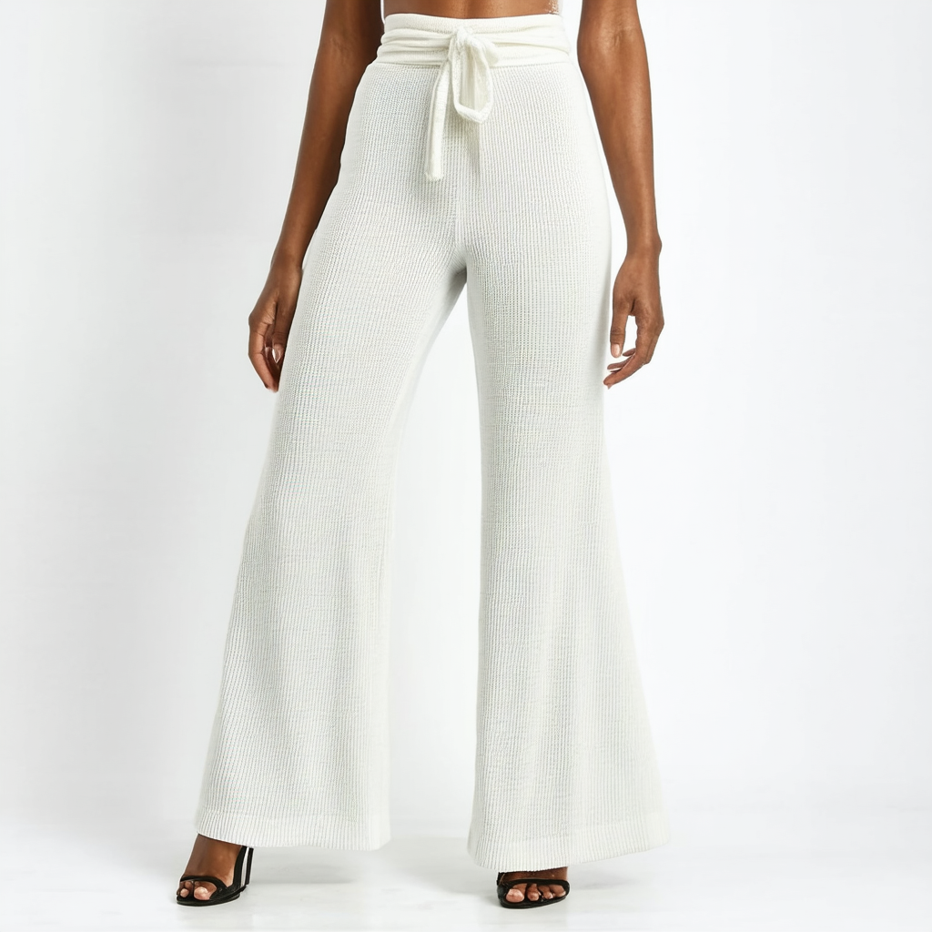 Betsey Johnson Women's Rib Wasit Wide Leg Pant