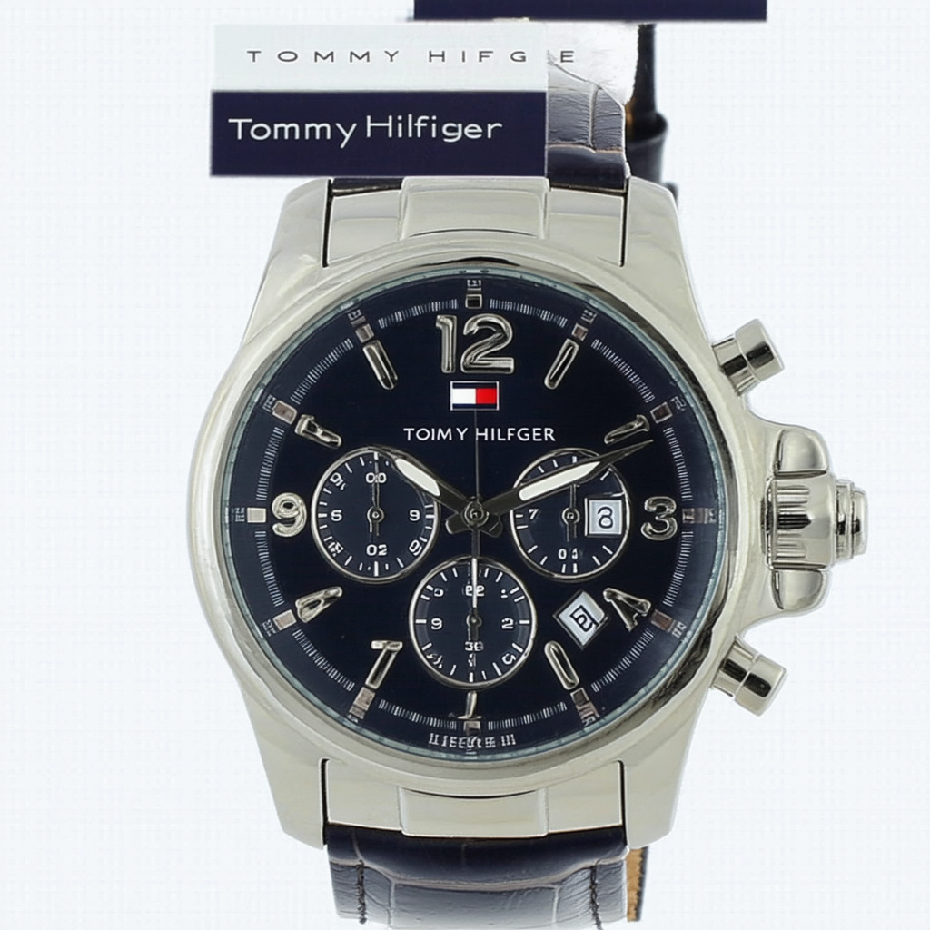 Tommy Hilfiger Multifunction Leather Strap Black Dial Men's Watch #1790730