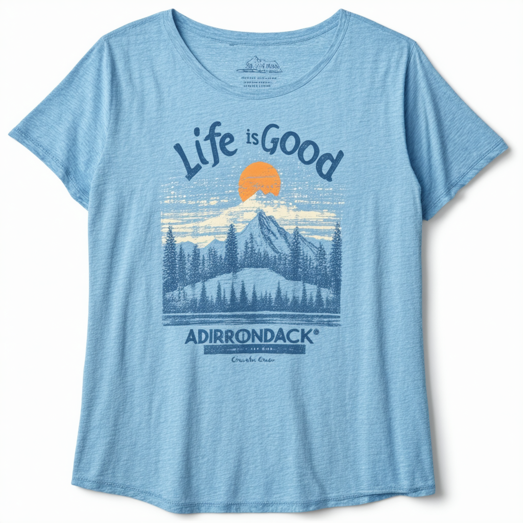 Life is Good Women's Crusher Lig Adirondack Tee, Tile Blue, Large