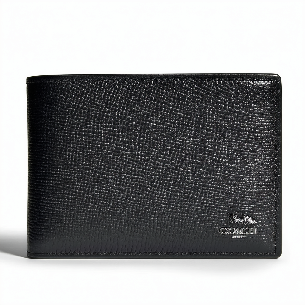 Coach Men's Chelsea Double Billfold Wallet 74739 Charcoal Black