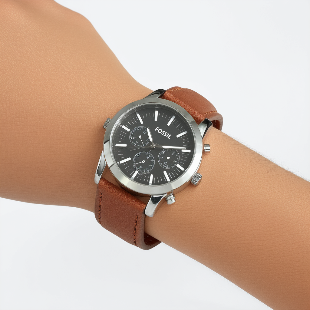 Fossil Casual Cuff Leather Watch Brown with Silver-Tone [Watch]