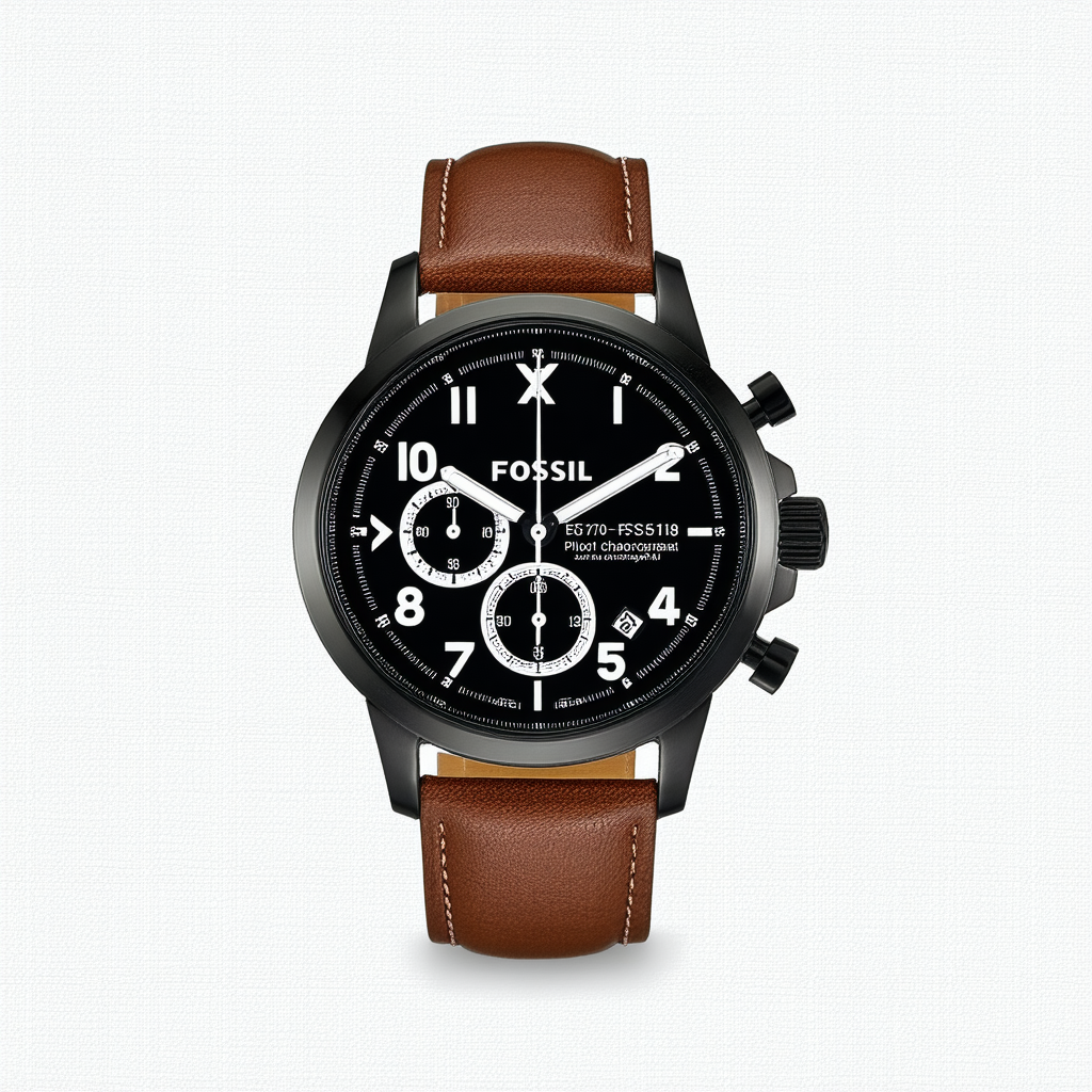 Fossil Men's FS5178 Pilot 54 Chronograph Dark Brown Leather Watch