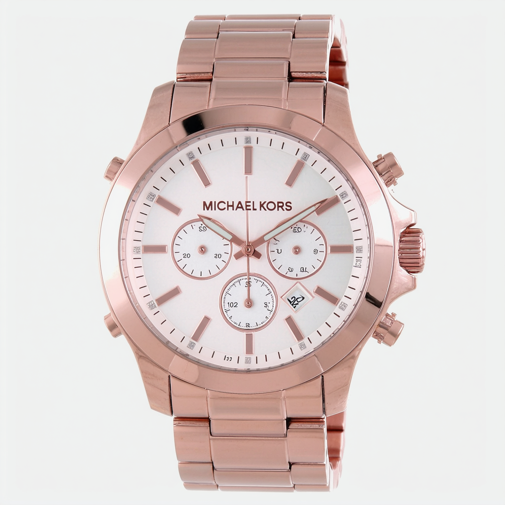 Michael Kors Women's MK8200 Pink Stainless-Steel Quartz Watch with White Dial