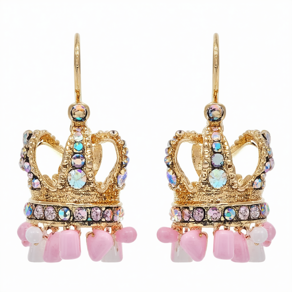 Betsey Johnson"Critter Boost" Crown Mismatch Drop Earrings